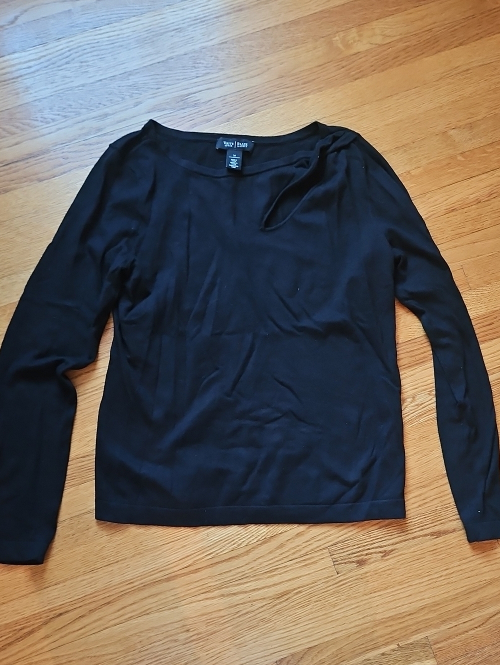White House Black Market Black Long Sleeve Keyhole Knit Top